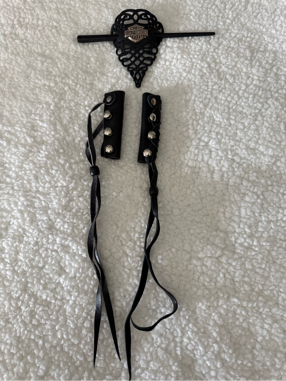 Harley-Davidson Black Leather Hair Accessories
